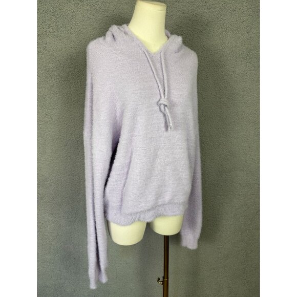 Hippie Rose  Juniors' Fuzzy Dropped-Shoulder Hoodie Lavender HazePurple XL NWT's - Picture 3 of 8